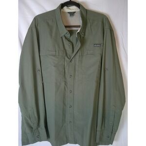 Eddie Bauer Long Sleeve Utility Shirt Khaki Green Mens 2XL‎ Button Up Outdoor